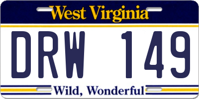 WV license plate DRW149