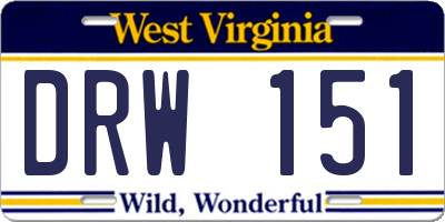 WV license plate DRW151
