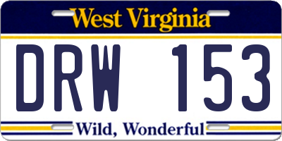 WV license plate DRW153