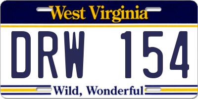 WV license plate DRW154