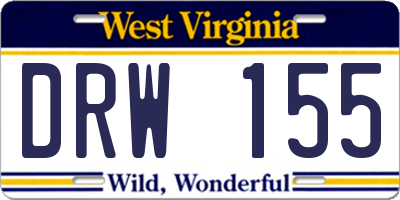 WV license plate DRW155