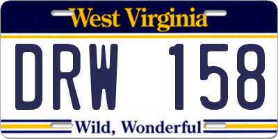 WV license plate DRW158