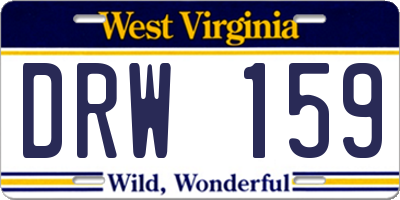 WV license plate DRW159