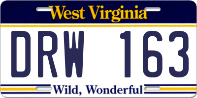 WV license plate DRW163