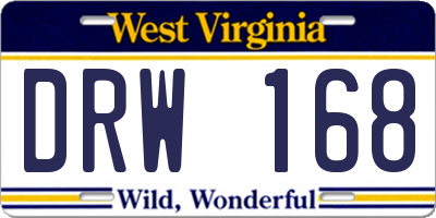 WV license plate DRW168
