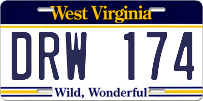 WV license plate DRW174