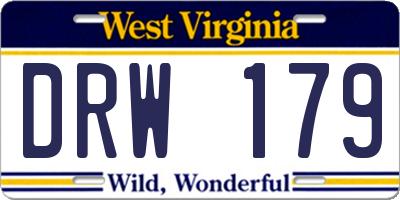 WV license plate DRW179