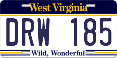 WV license plate DRW185