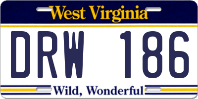 WV license plate DRW186