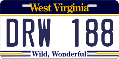 WV license plate DRW188