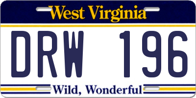 WV license plate DRW196