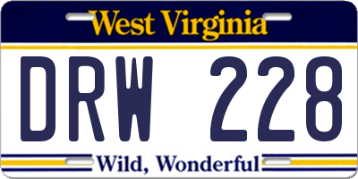 WV license plate DRW228