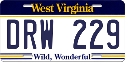 WV license plate DRW229