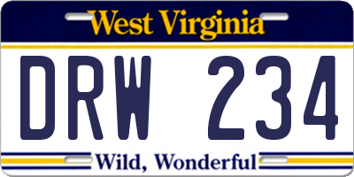 WV license plate DRW234