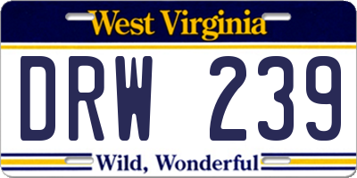 WV license plate DRW239