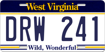 WV license plate DRW241
