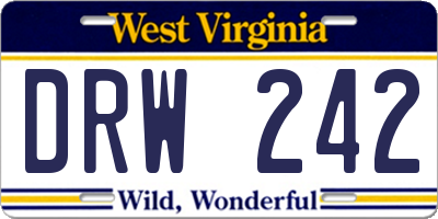 WV license plate DRW242