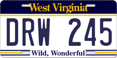 WV license plate DRW245