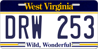 WV license plate DRW253