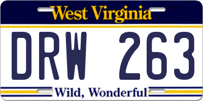 WV license plate DRW263