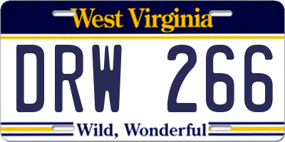 WV license plate DRW266