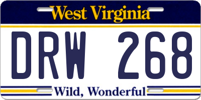 WV license plate DRW268