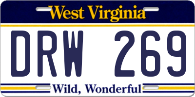WV license plate DRW269