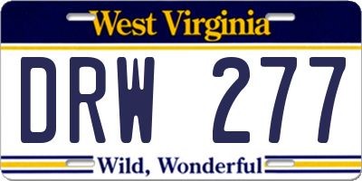 WV license plate DRW277