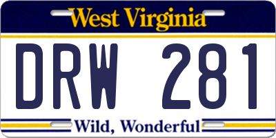 WV license plate DRW281
