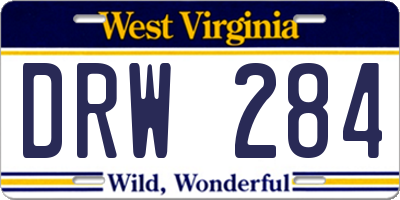 WV license plate DRW284