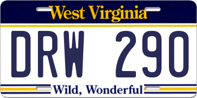 WV license plate DRW290