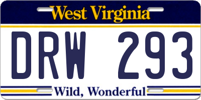 WV license plate DRW293