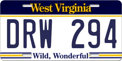 WV license plate DRW294