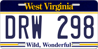 WV license plate DRW298