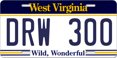 WV license plate DRW300