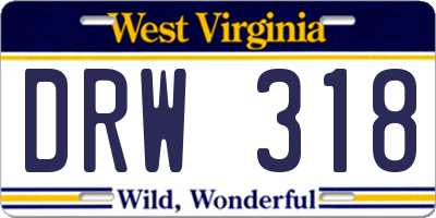 WV license plate DRW318