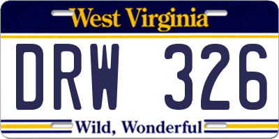 WV license plate DRW326