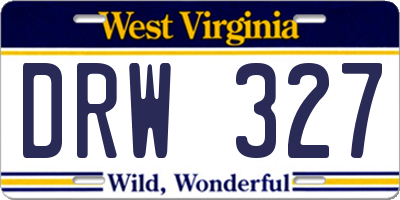 WV license plate DRW327