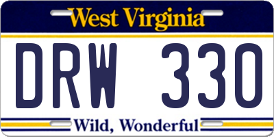 WV license plate DRW330
