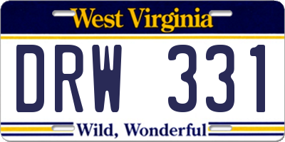 WV license plate DRW331