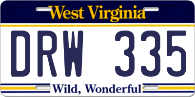 WV license plate DRW335