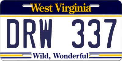 WV license plate DRW337