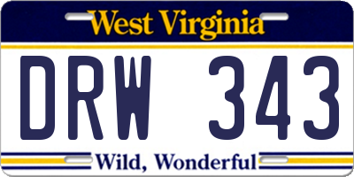 WV license plate DRW343