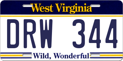 WV license plate DRW344