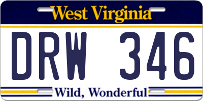 WV license plate DRW346