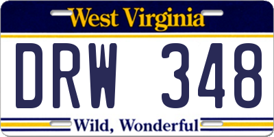 WV license plate DRW348