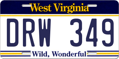 WV license plate DRW349