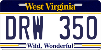 WV license plate DRW350