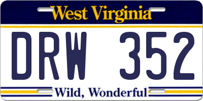WV license plate DRW352
