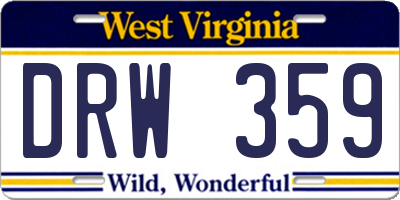 WV license plate DRW359